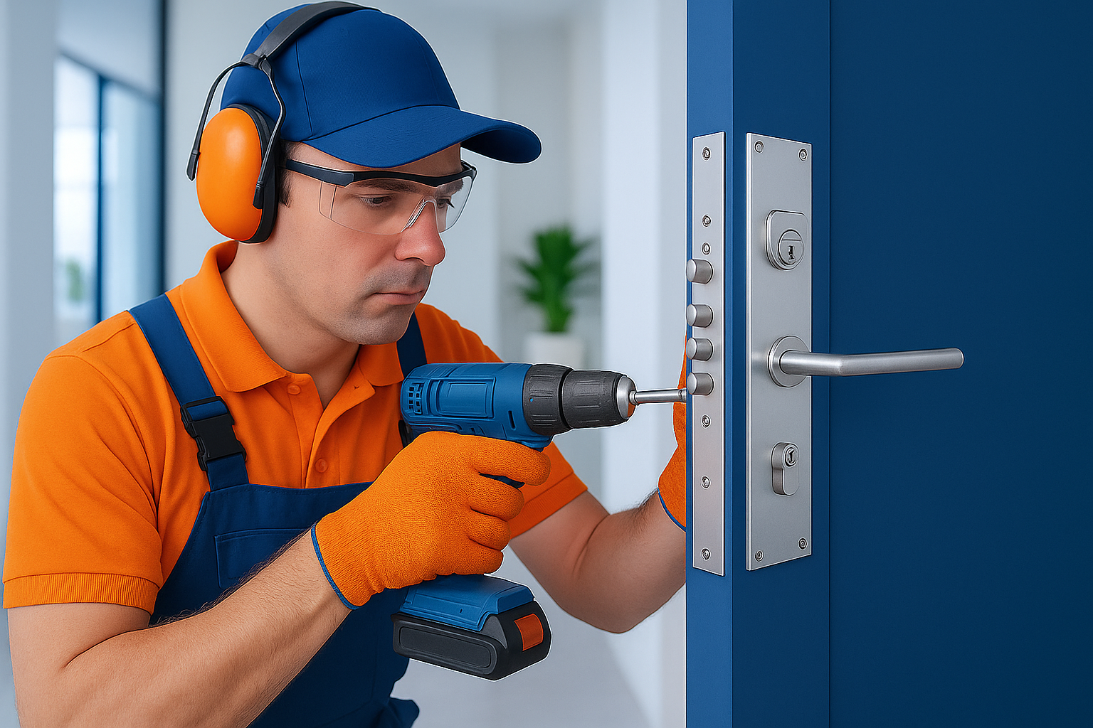 Cerrajero profesional trabajando