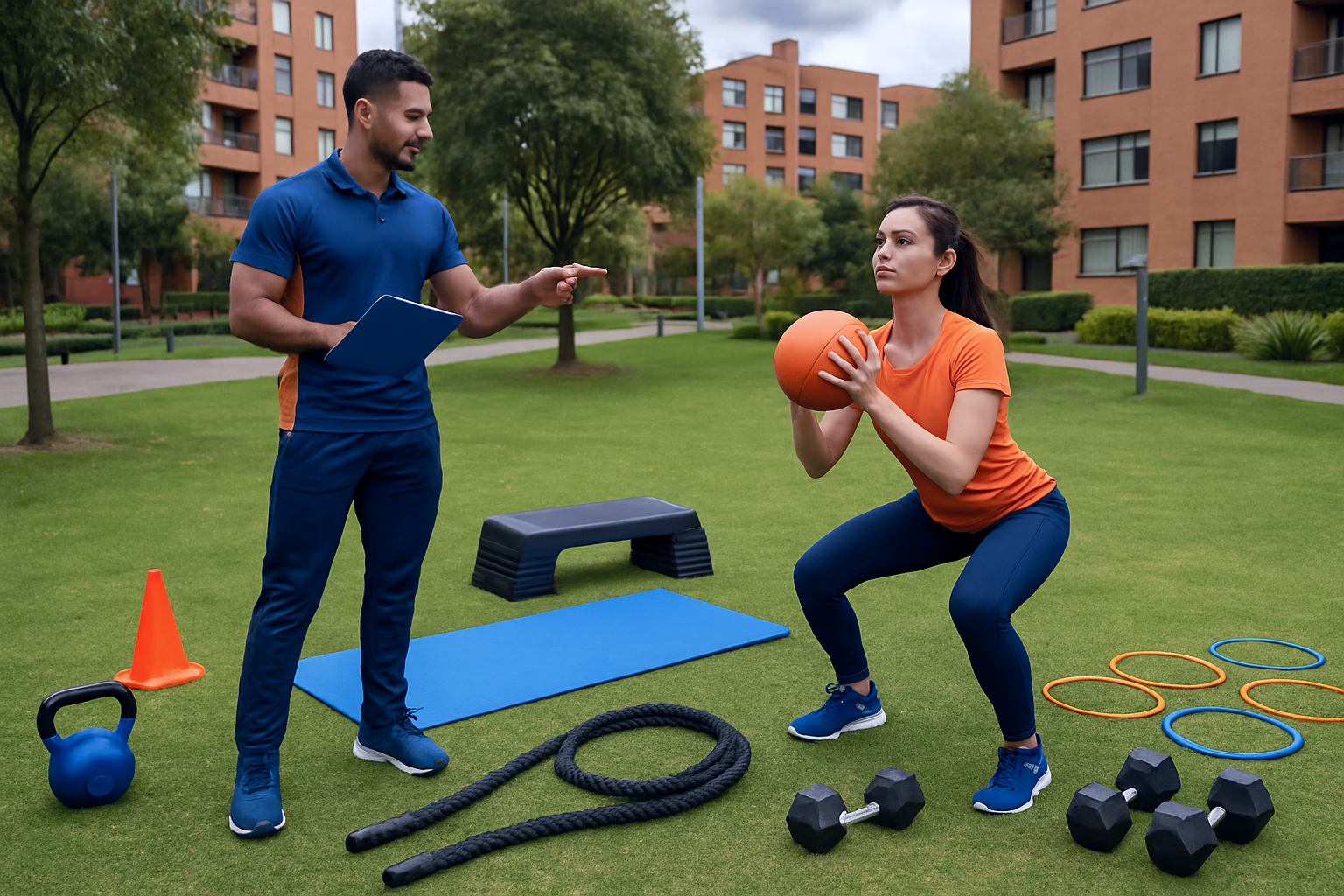 Sesión de fitness al aire libre